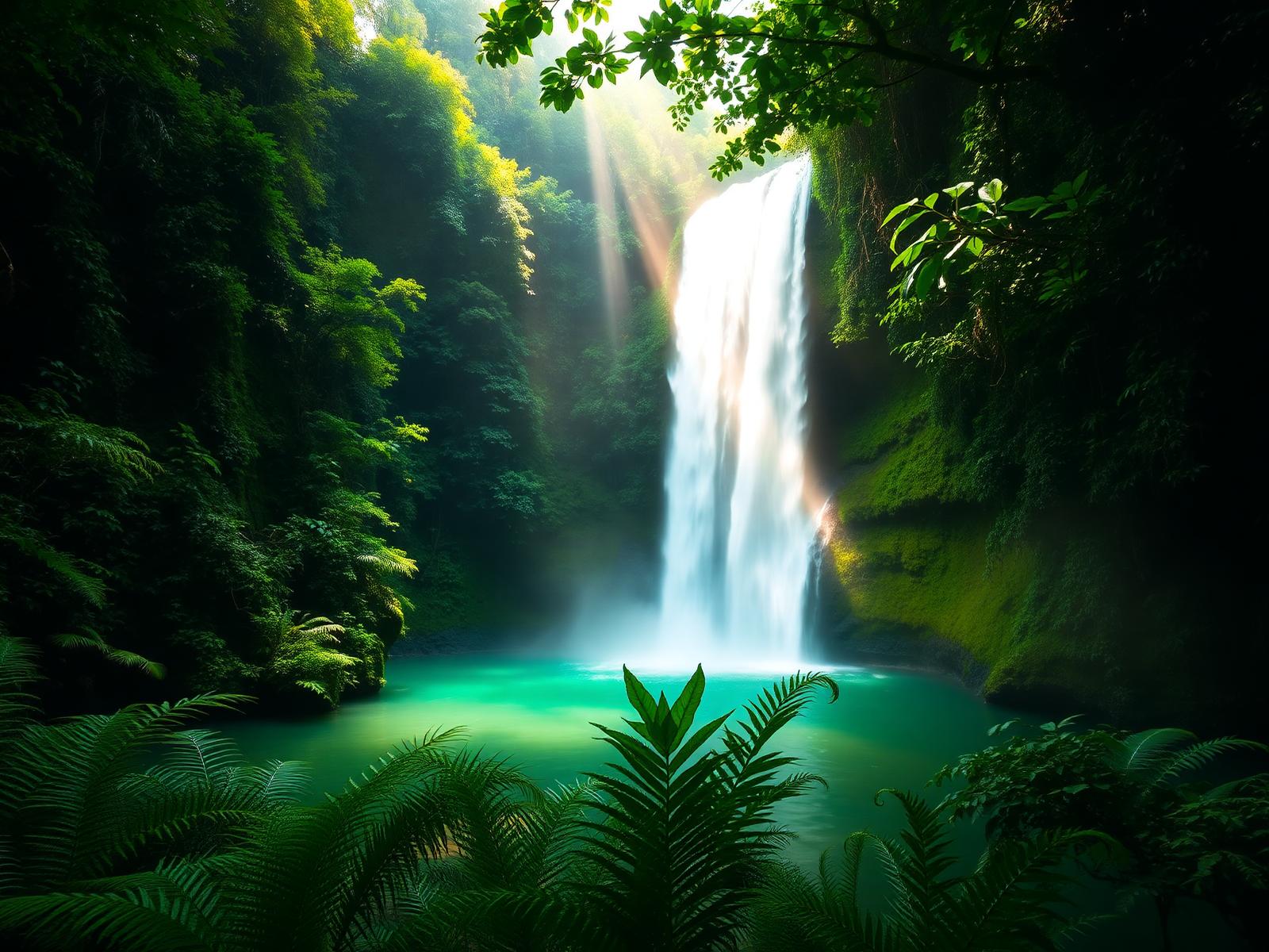 Costa Rican rainforest waterfall